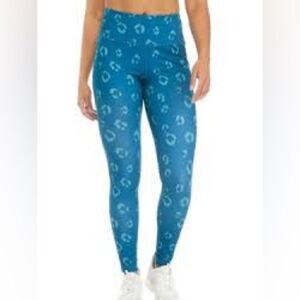 ZELOS Studio Strength Teal Leopard Leggings, Size 1X NWT